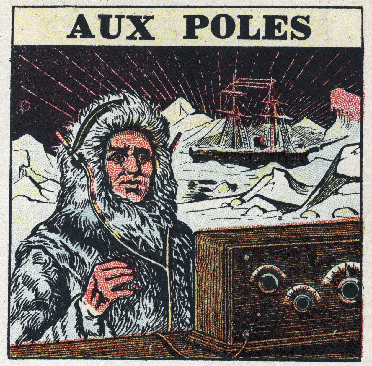 The T.S.F. used in the poles. Anonymous illustration from 1925. Private collection. by Anonymous Anonymous
