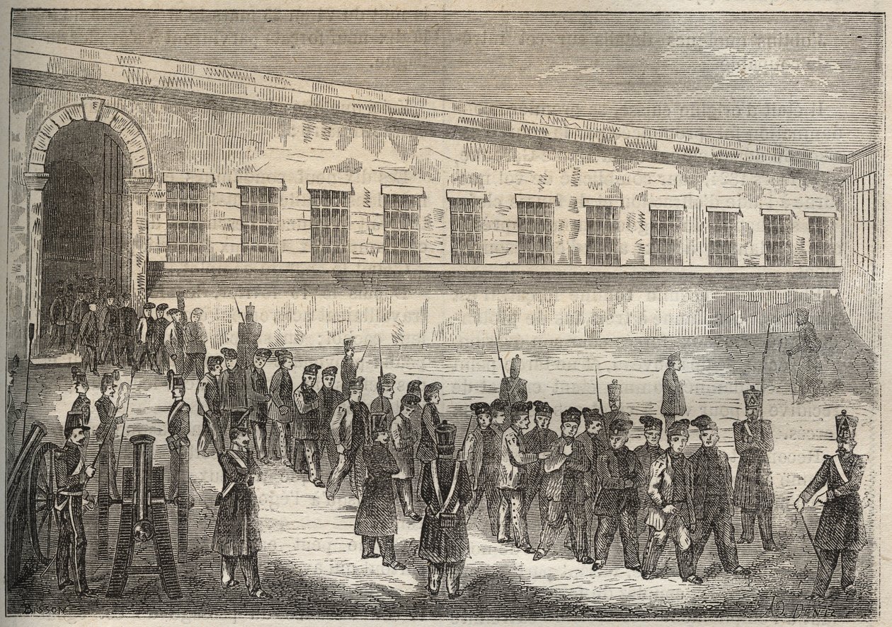 The bagne of Rochefort in the 19th century. Engraving in 