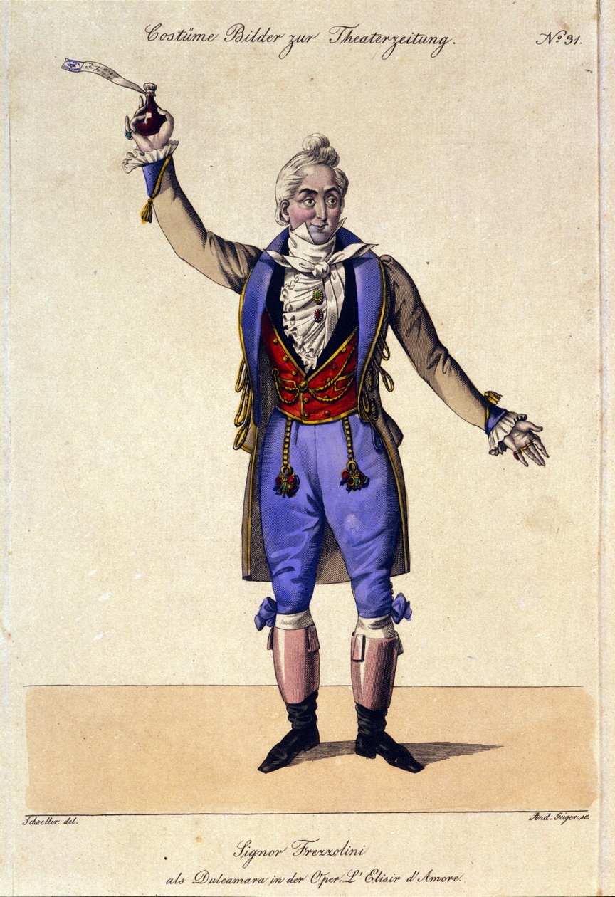 The bass Giuseppe Frezzolini interpreting Doctor Dulcamara in the opera L