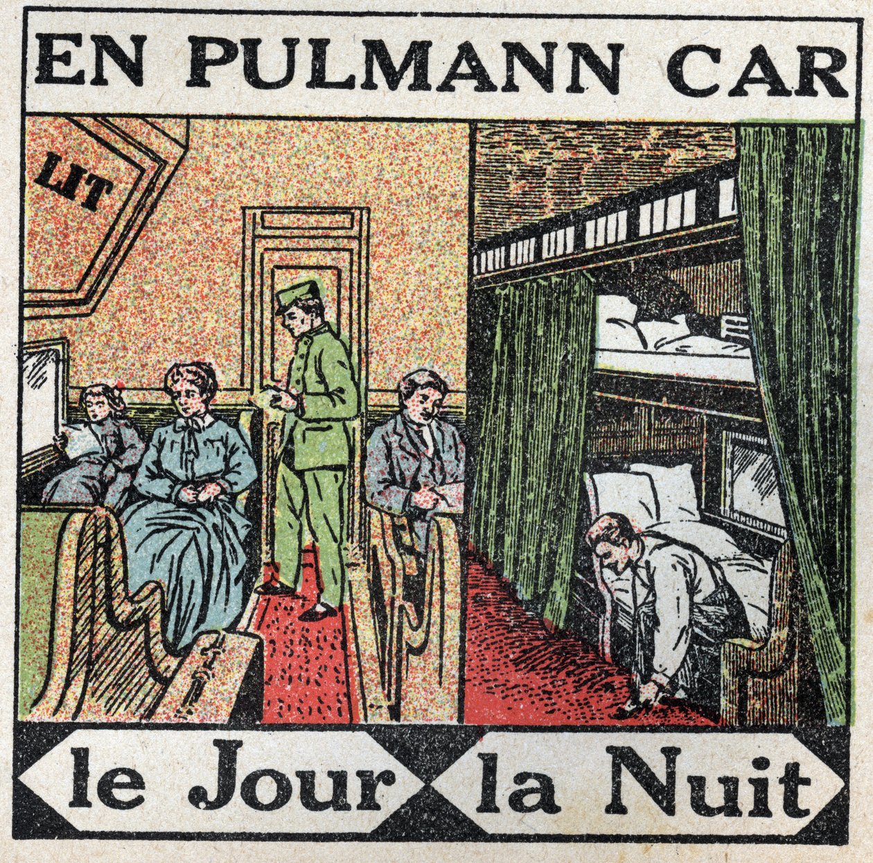 The railways: inside the Pullman car. Anonymous illustration from 1925. Private collection. by Anonymous Anonymous