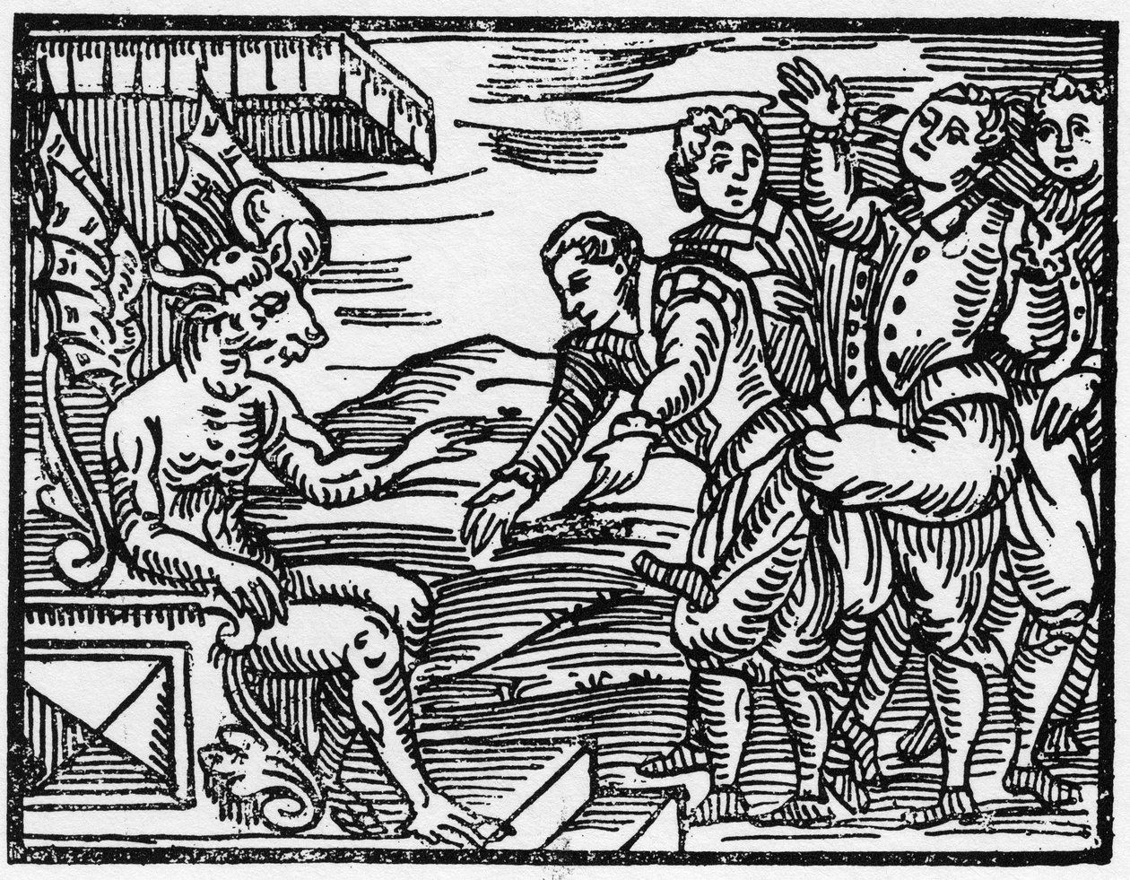The sorcerers pay tribute to the devil - Compendium Maleficarum, deals about witches, their evil and their sortileges by Francesco Maria Guazzo or Guaccio or Guaccius (15??? -16??) 1608 Private Collection. by Anonymous Anonymous