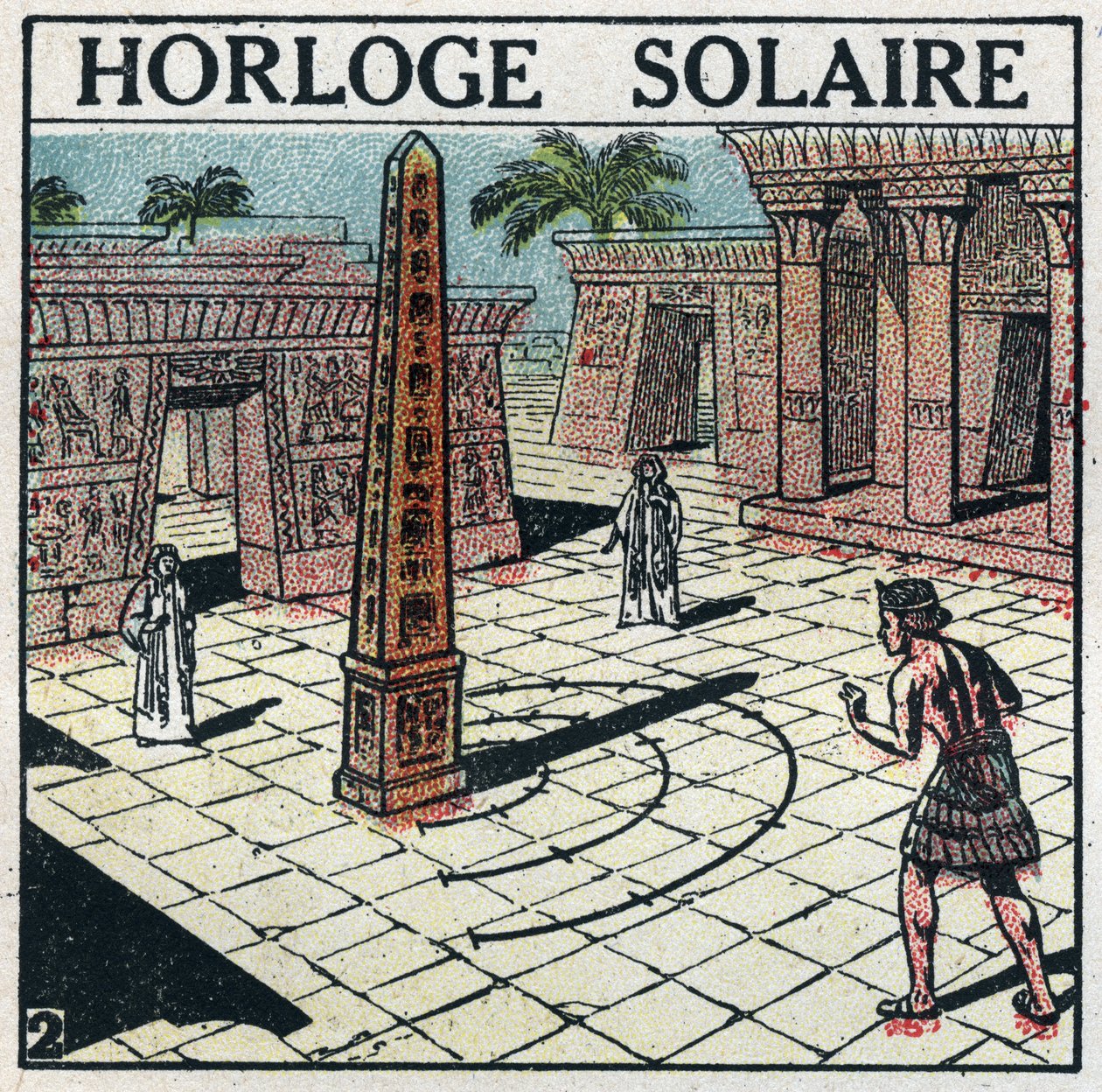 Time: solar clock (sundial) used in ancient Egypt. Anonymous illustration from 1925. Private collection. by Anonymous Anonymous