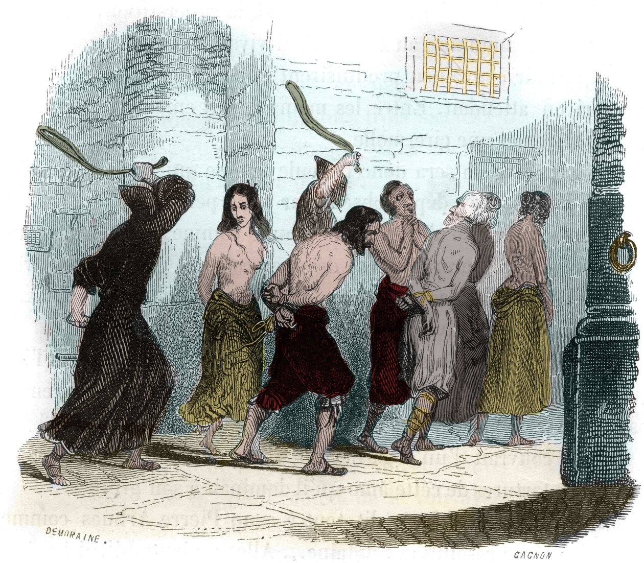 Torture during the Inquisition in Spain in the 16th century: The torment of the whip. Illustration in Mysteres of the Inquisition and Other Secret Societies of Spain by Victor de Fereal, Suberwick, Manuel Galo de Cuendias by Anonymous Anonymous