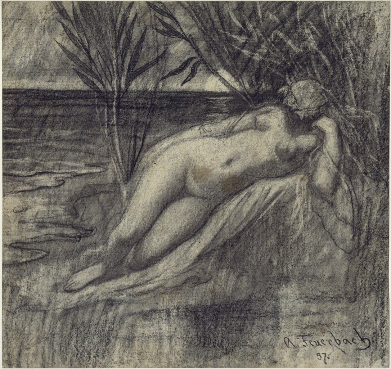 Sleeping Nymph by the River by Anselm Feuerbach