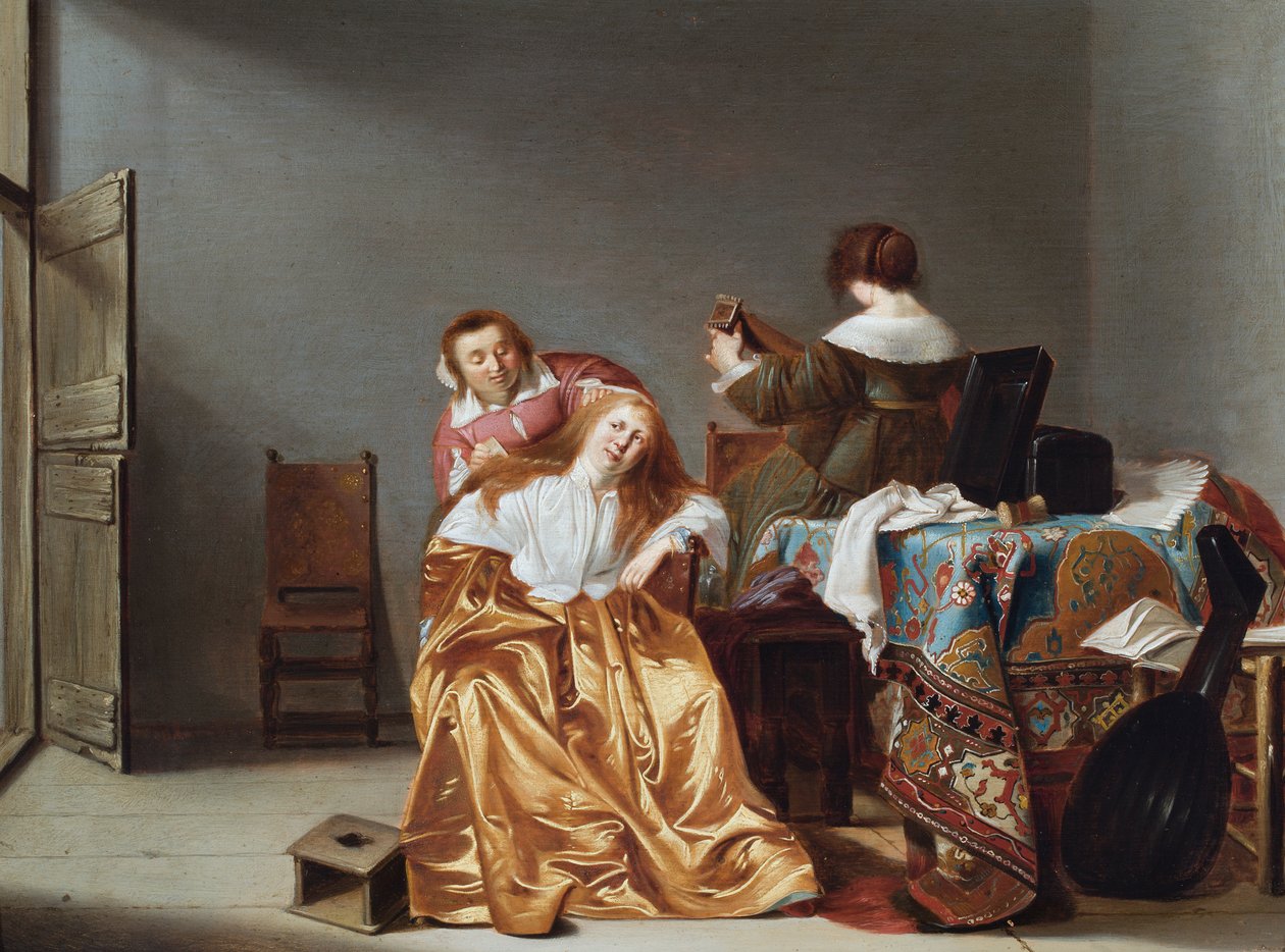 An Interior with a Lady at Her Toilet by Anthonie (1601-73) Palamedesz