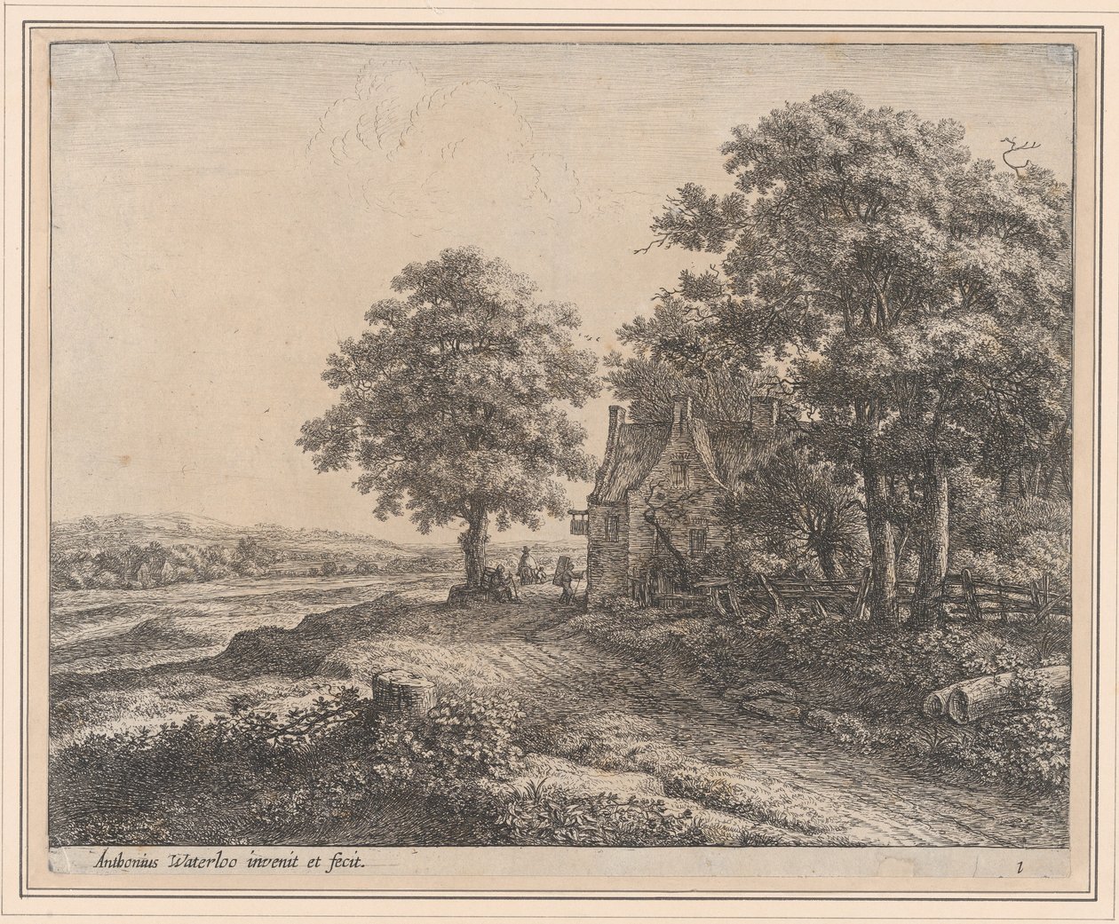 A Large Linden Tree Before an Inn (17th century) by Anthonie Waterloo