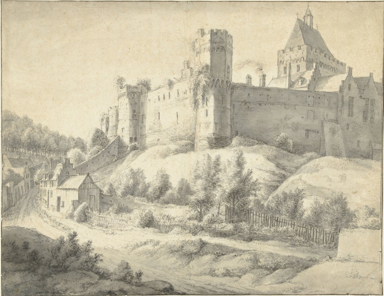 View of the Valkhof in Nijmegen by Anthonie Waterloo