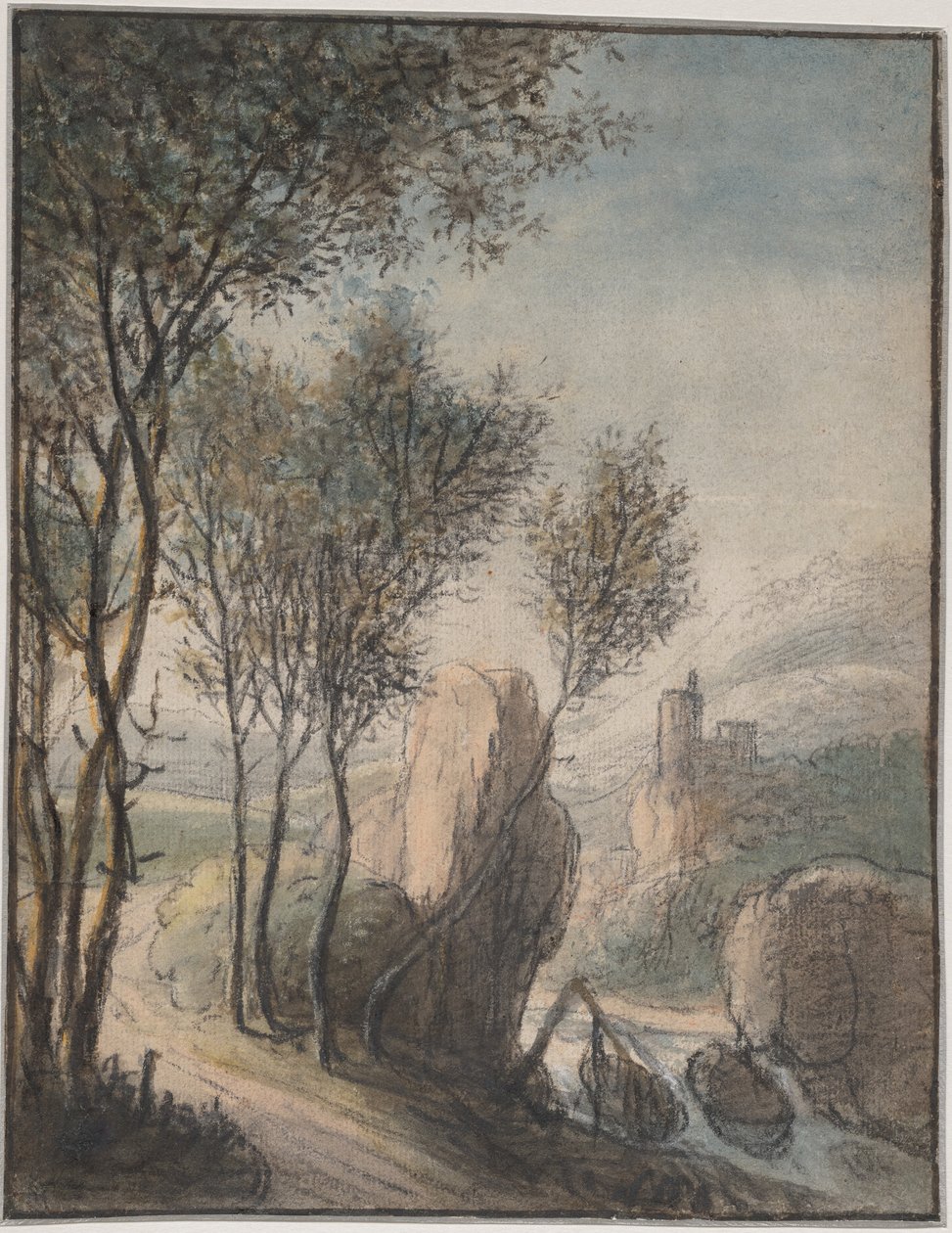 River Landscape with a Castle in the Distance by Anthonie Waterloo