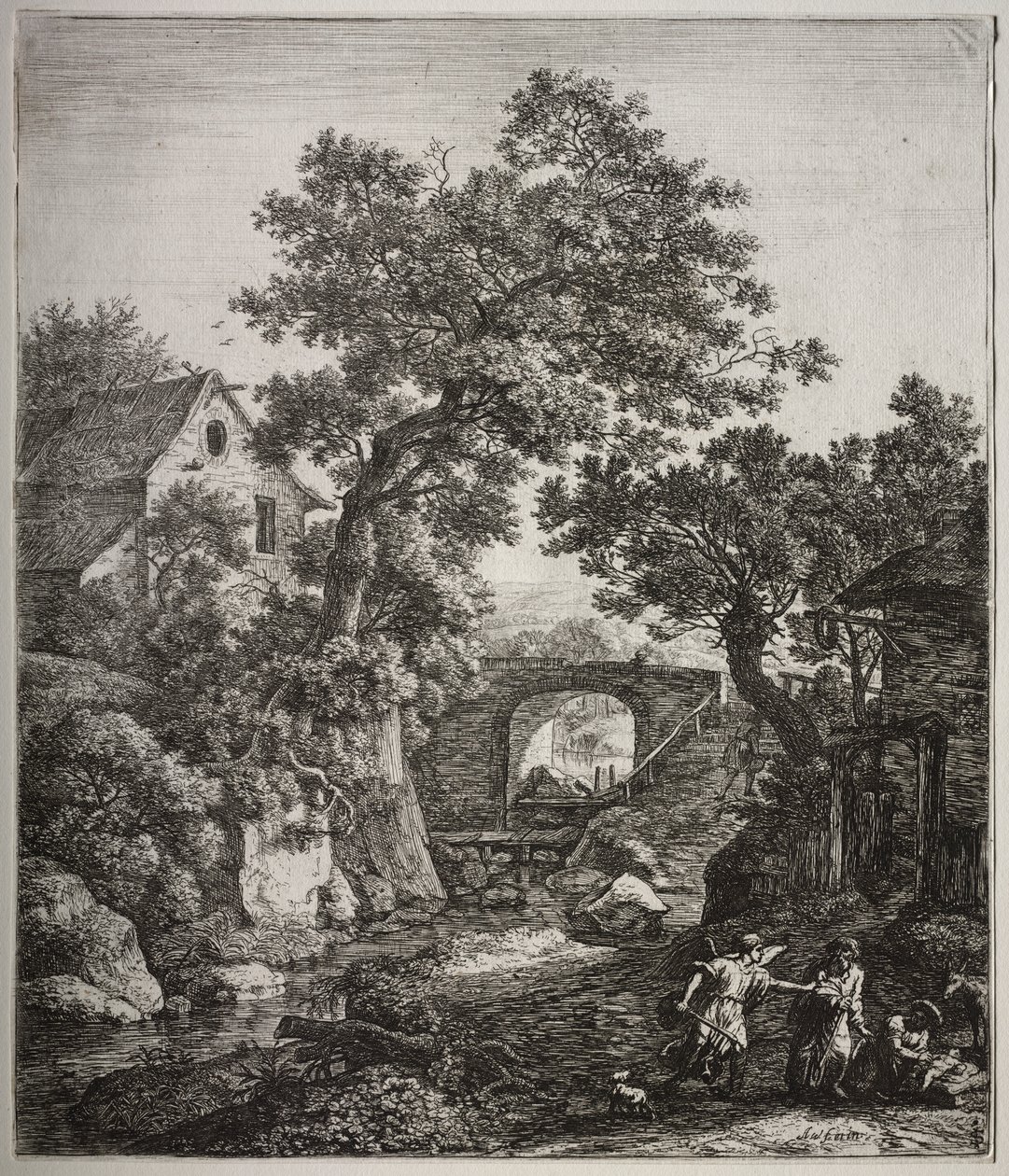 Six Large Upright Landscapes with Scenes from the Old Testament: Zipporah Circumcising Her Son by Anthonie Waterloo