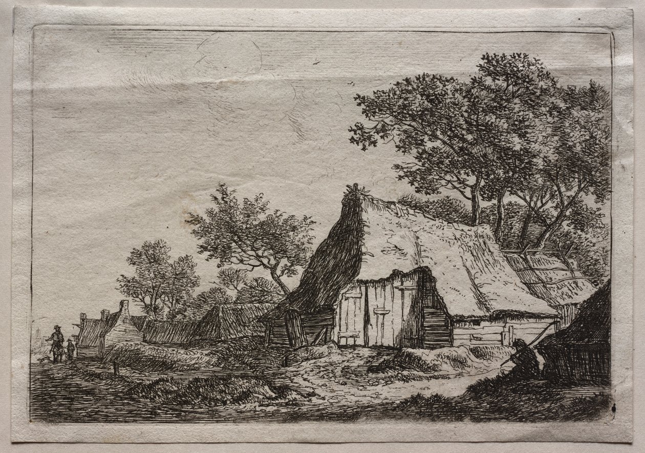 Twelve Landscapes: Plate I, The Small Hamlet by Anthonie Waterloo