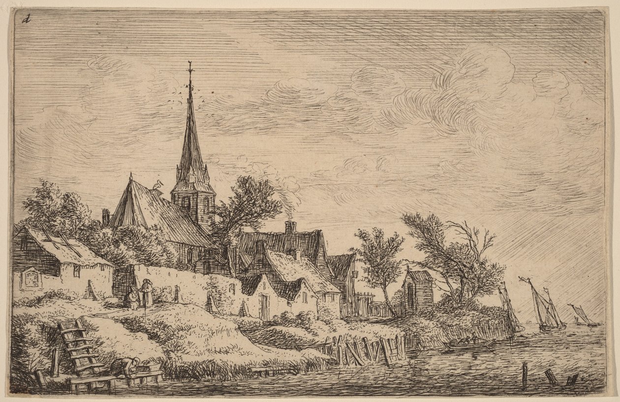 Village Steeple at the Seaside by Anthonie Waterloo