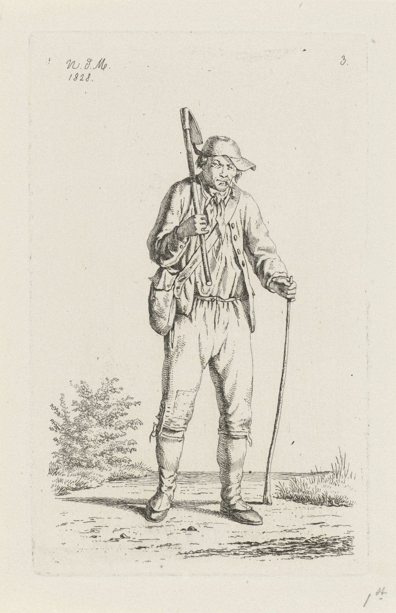 Peasant from the Ardennes with Hoe (Peasants and Peasant Women from the United Kingdom of the Netherlands) by Anthonie Willem Hendrik Nolthenius de Man