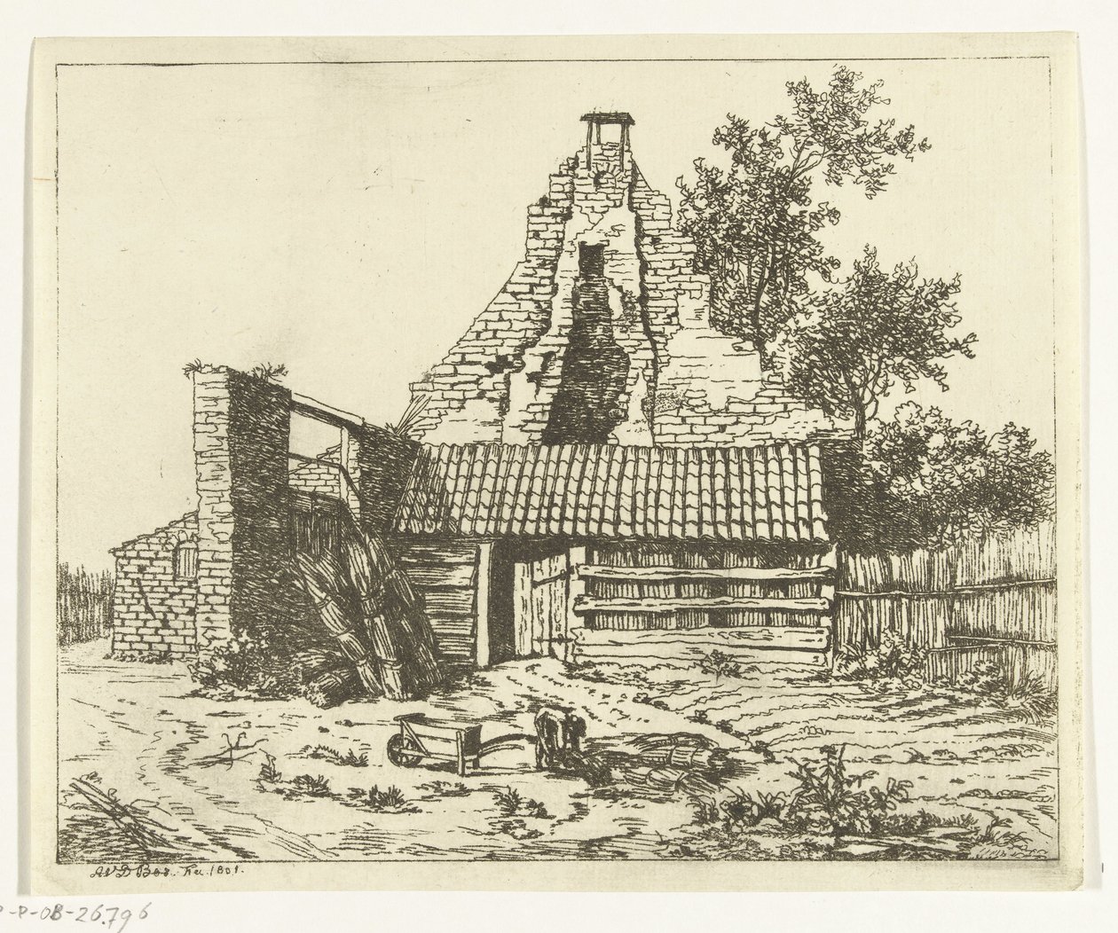 Reed Cutter in Front of the Ruins of the House Snaatburg in Maarssen by Anthonie van den Bos