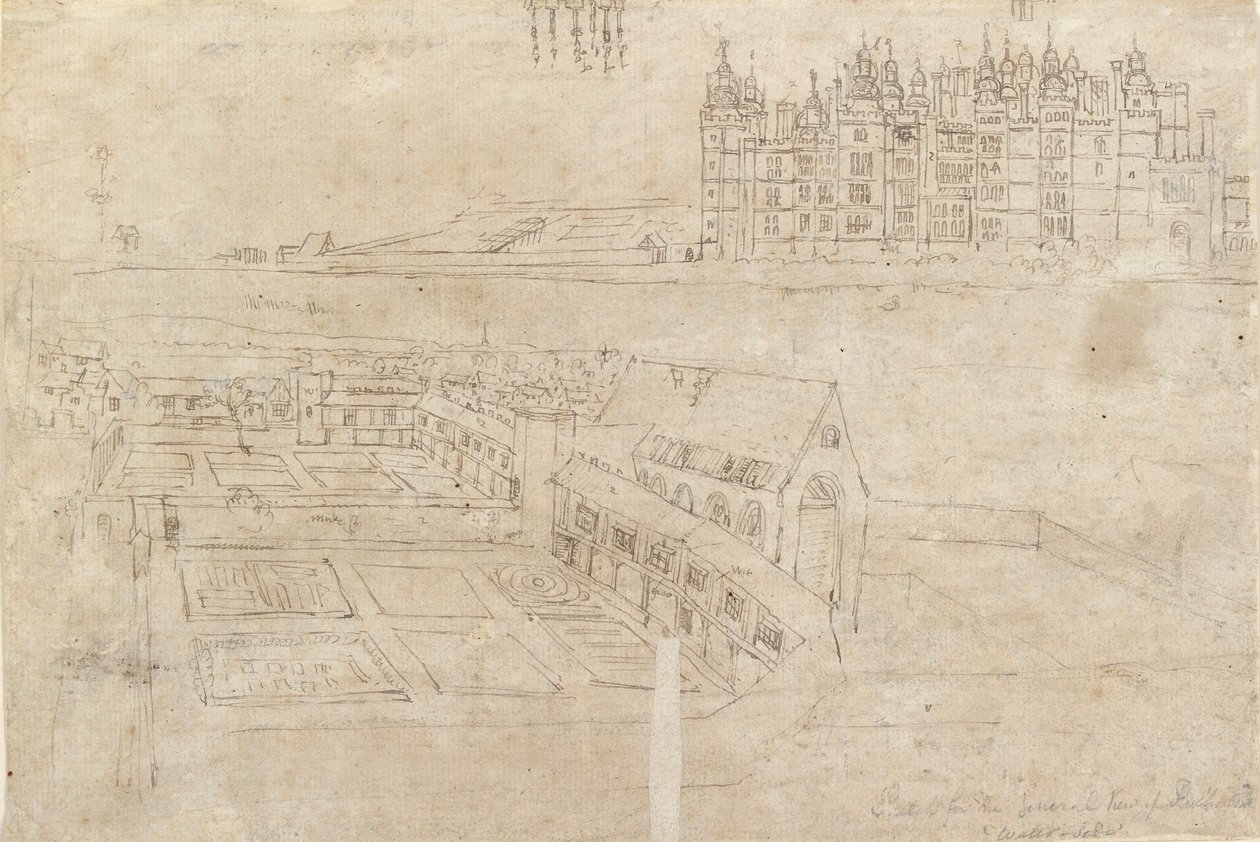 The River Front of Richmond Palace and Privy Gardens, c. 1550s by Anthonis van den Wyngaerde