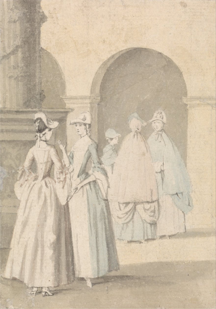 Ladies Beside a Column and Arcade by Anthony Highmore