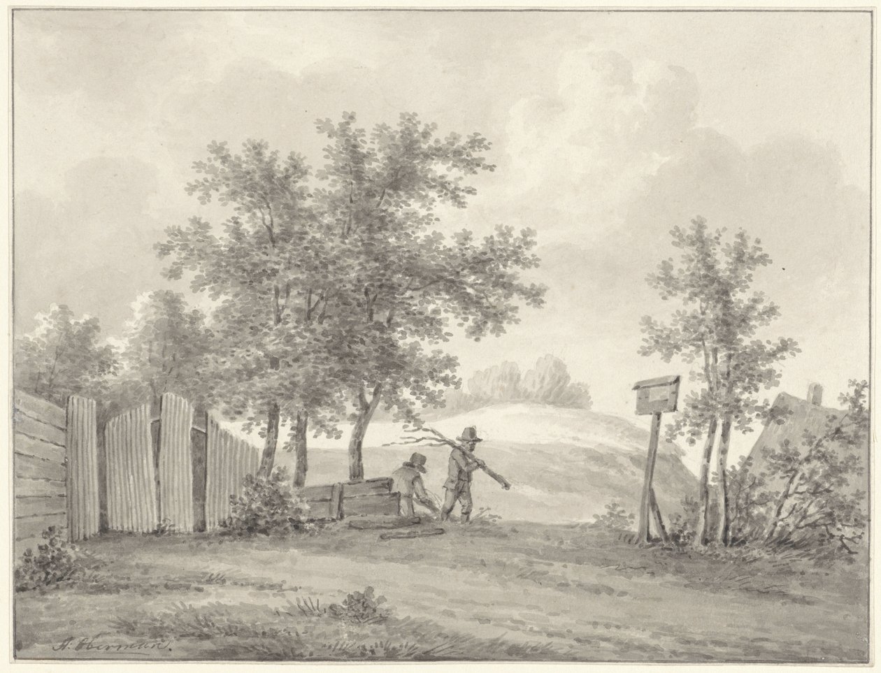 Dune Landscape with Two Gleaners by Anthony Oberman