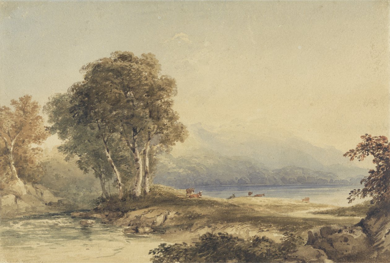 Mountainous Landscape with Lake and Stream by Anthony Vandyke Copley Fielding
