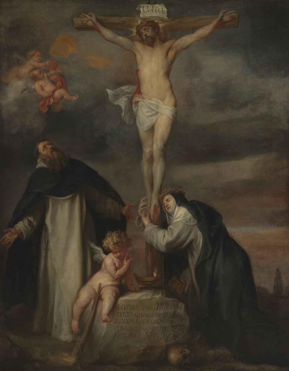 Christ on the Cross with Saint Catherine of Siena, Saint Dominic and an Angel by Anthony van Dyck