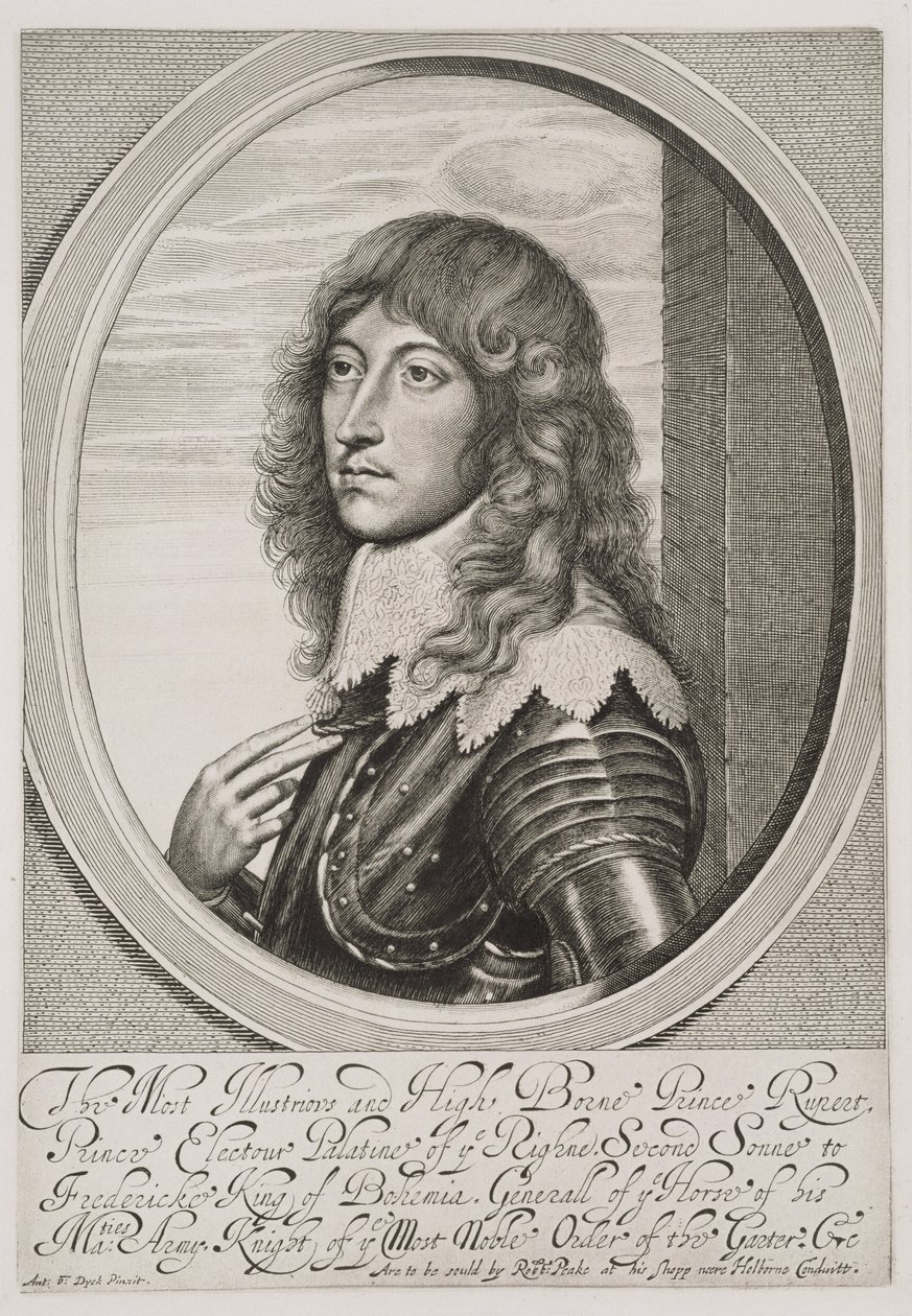Portrait of Prince Rupert, Count Palatine of the Rhine and Duke of Bavaria, engraved by William Faithorne by Anthony van Dyck