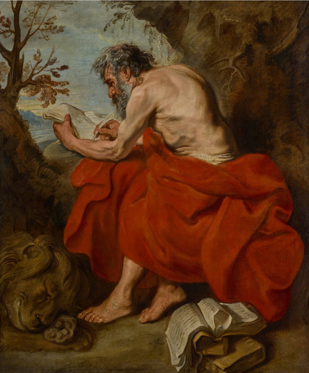 St. Jerome as Hermit in a Landscape, Reading by Anthony van Dyck