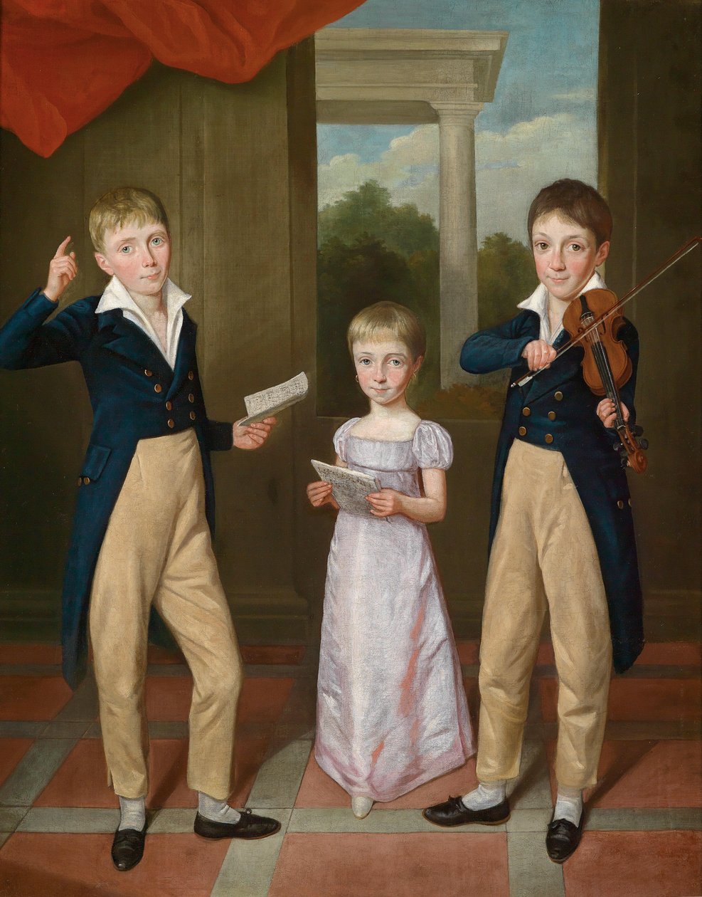 A Portrait of a Young Girl and Two Young Boys in a House Concert by Antoine Jean Gros