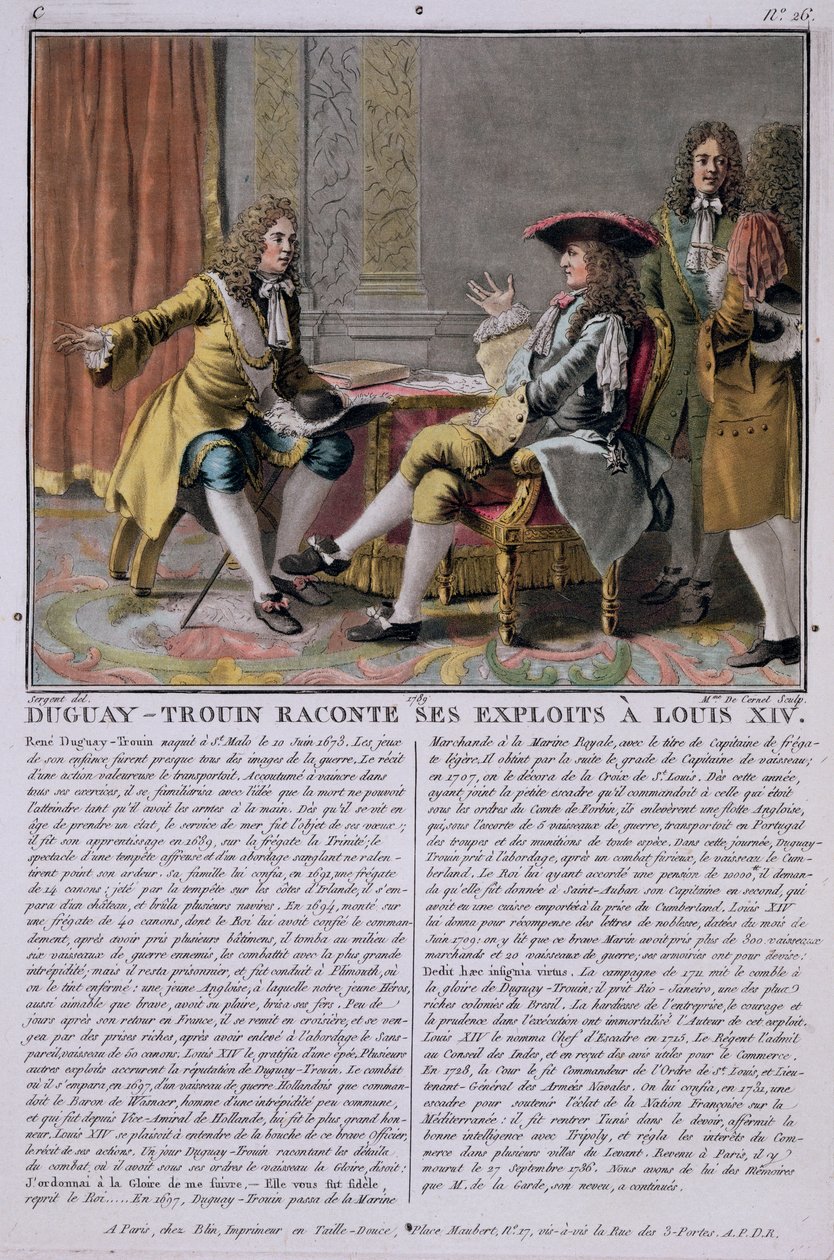 Duguay-Trouin recounting his naval exploits to Louis XIV, engraved by Madame de Cernel by Antoine Louis Francois Sergent Marceau