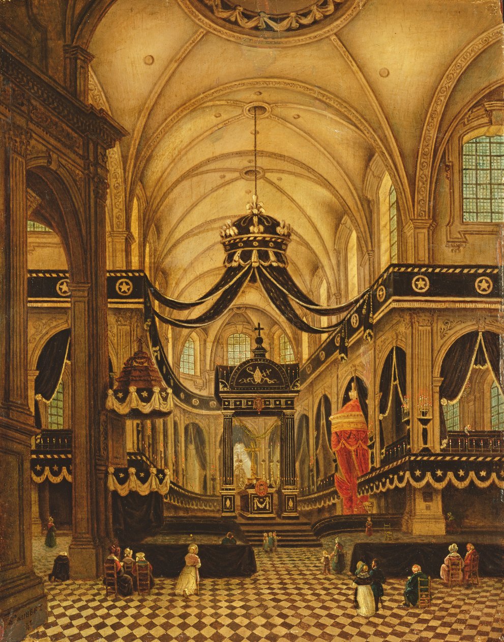 Funeral of Louis Belmas at Cambrai Cathedral by Antoine Louis Saint-Aubert