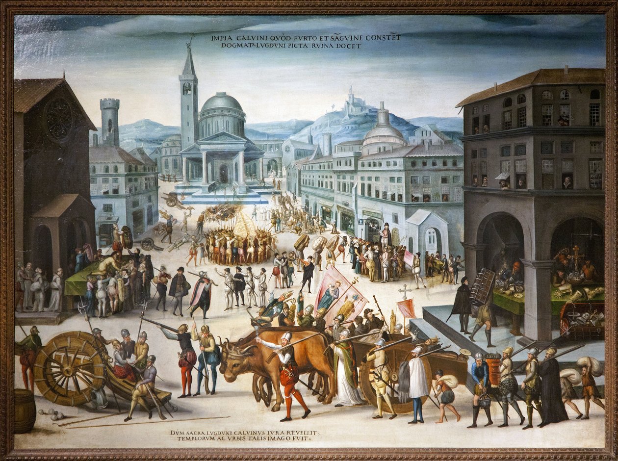 Sack of Lyon by the Calvinists in 1562 by Antoine (school of) Caron