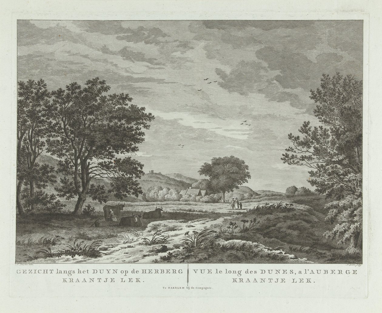 Dune Landscape with Walking Family (View along the Dune to the Inn Kraantje Lek) by Antoine Cardon