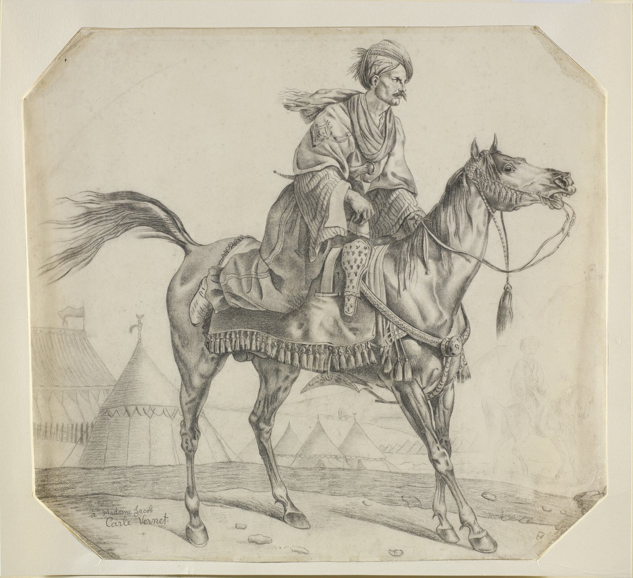 A Mameluke Mounting his Horse by Antoine Charles Horace Vernet