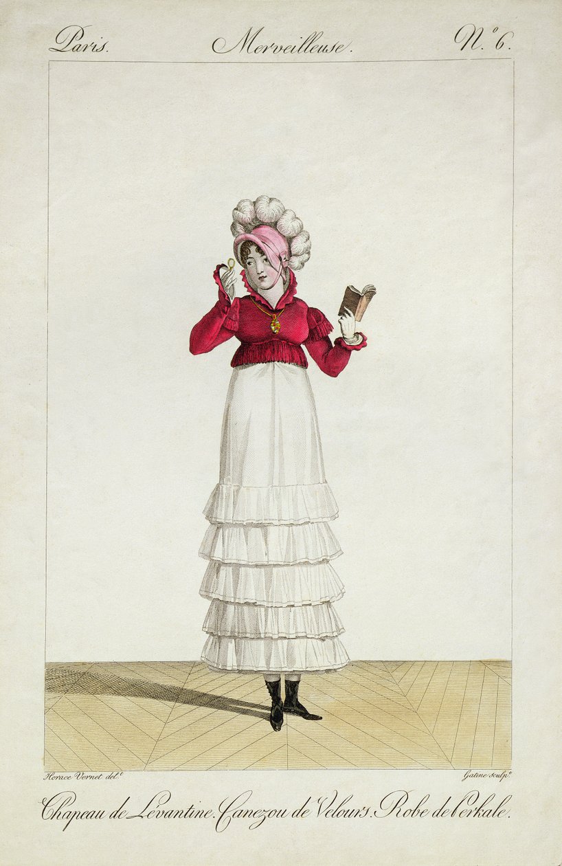 A Lady in a Levantine hat, a tiered skirt and a velvet jacket, plate 6 from the 