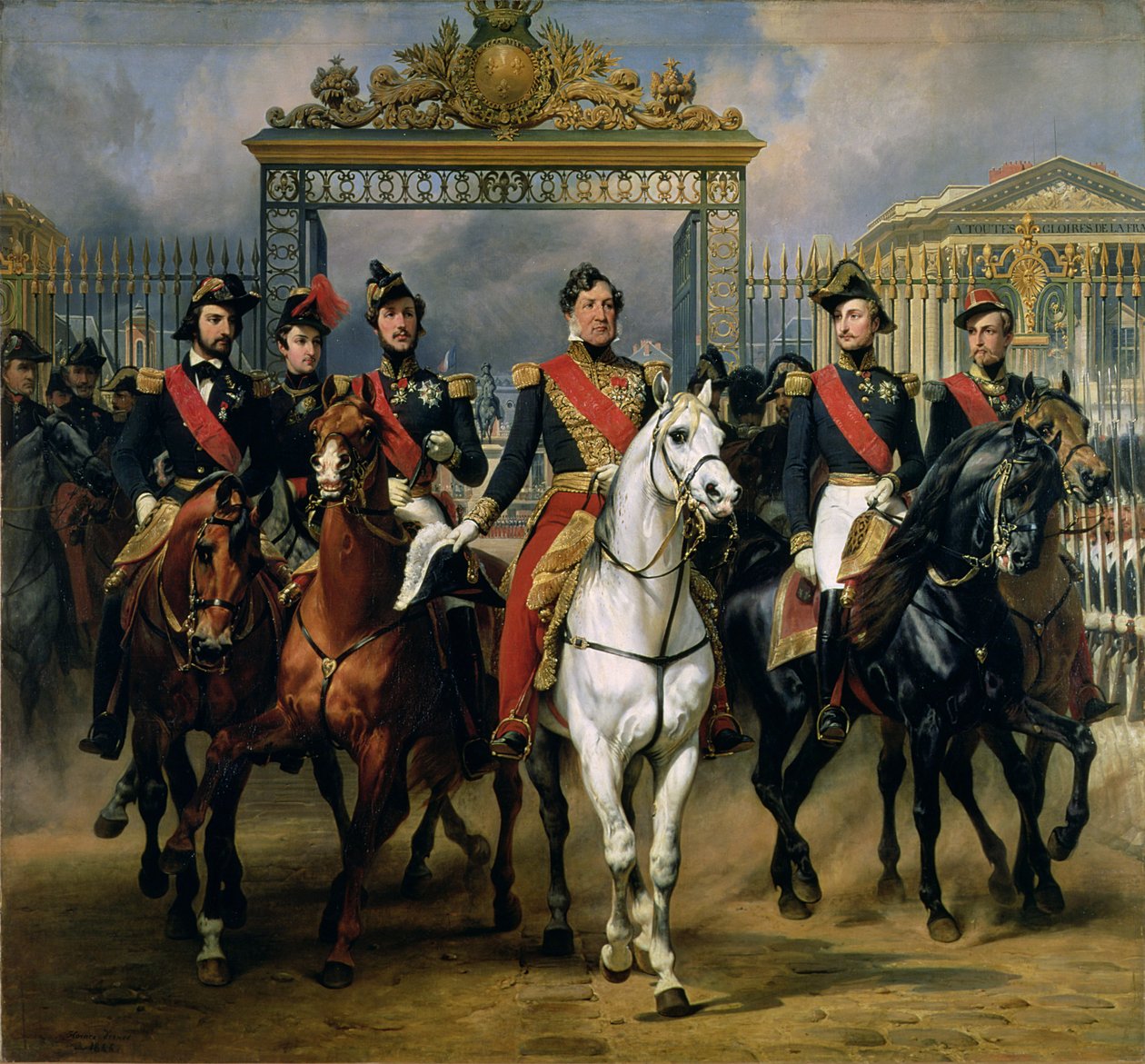 King Louis-Philippe of France and His Sons Leaving the Chateau of Versailles on Horseback, 1846 by Antoine Charles Horace Vernet