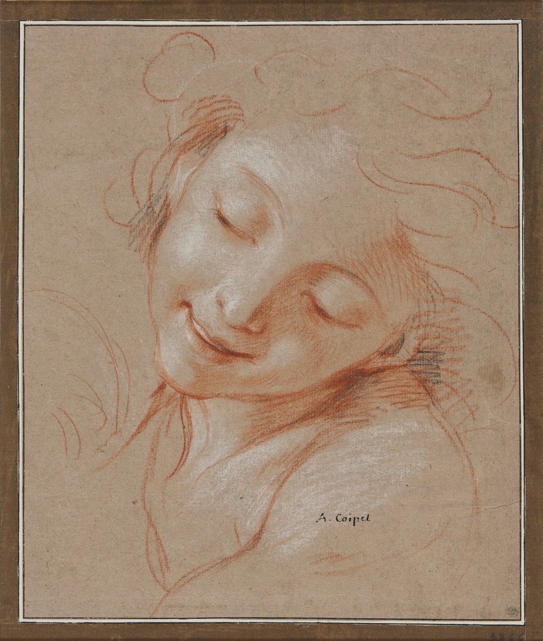 Smiling Girl, Head Tilted Towards Left Shoulder by Antoine Coypel