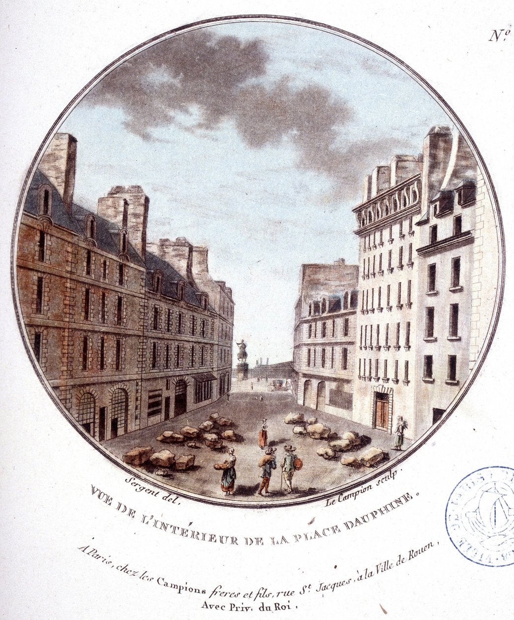 Interior View of Place Dauphine, Paris by Antoine Louis Francois Sergent-Marceau