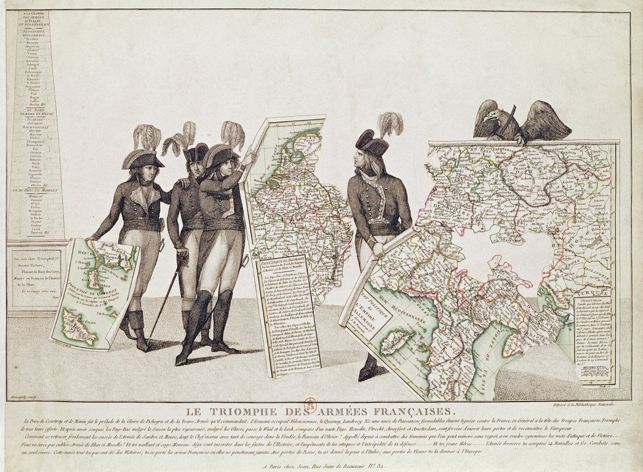 The Triumph of the French Armies, Napoleon and His Generals Holding Maps of Their Victories at the Time of the Peace of Loeben, 18th April 1797 by Antoine Maxime Monsaldy