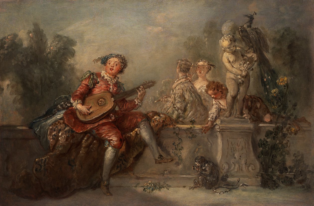 Lute Player with Company in a Park by Antoine Pesne