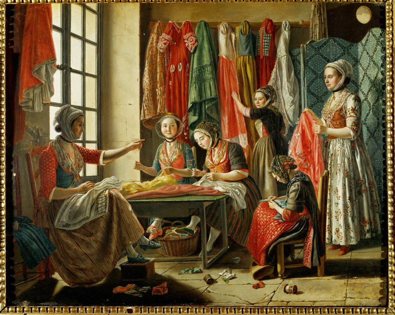 Seamstresses' workshop in Arles by Antoine Raspal