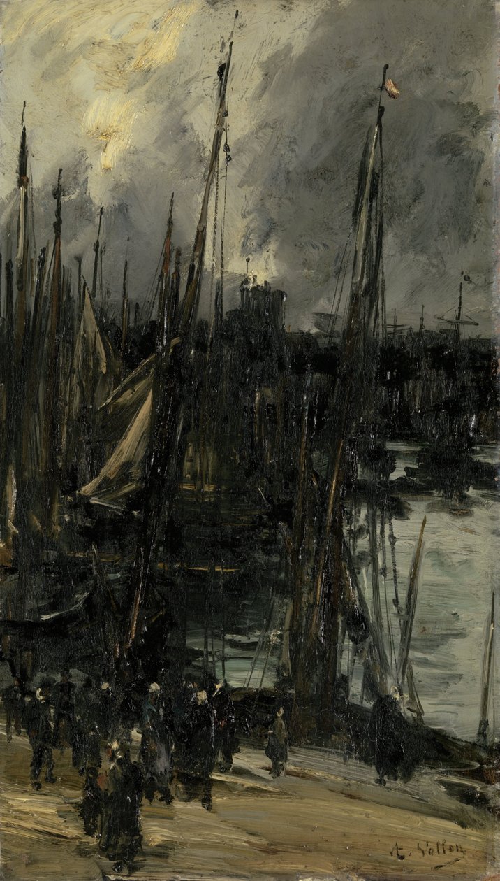 Harbour View in Dunkerque (or Dieppe?) by Antoine Vollon