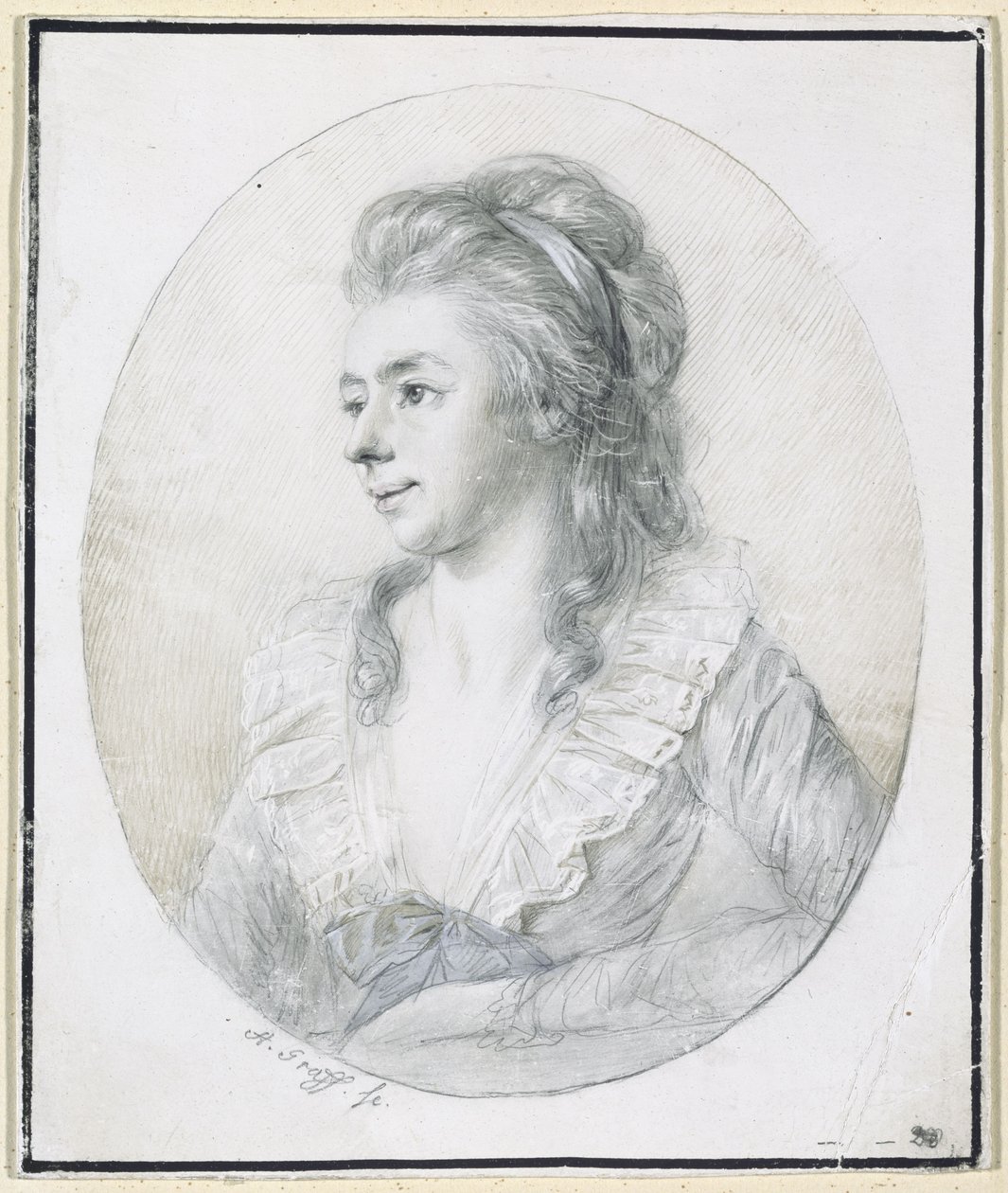 Lady in Profile to the Left, in Oval by Anton Graff