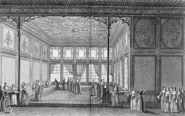 Interior of a drawing room in the Topkapi Palace of the Sultana Hadidge, sister of Selim III by Anton Ignaz (after) Melling