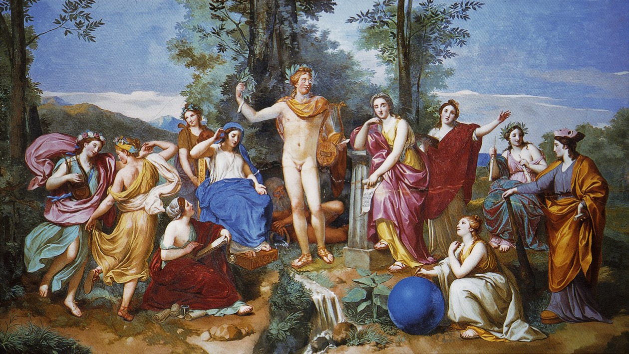 Apollo, Mnemosyne, and the Nine Muses by Anton Raphael Mengs