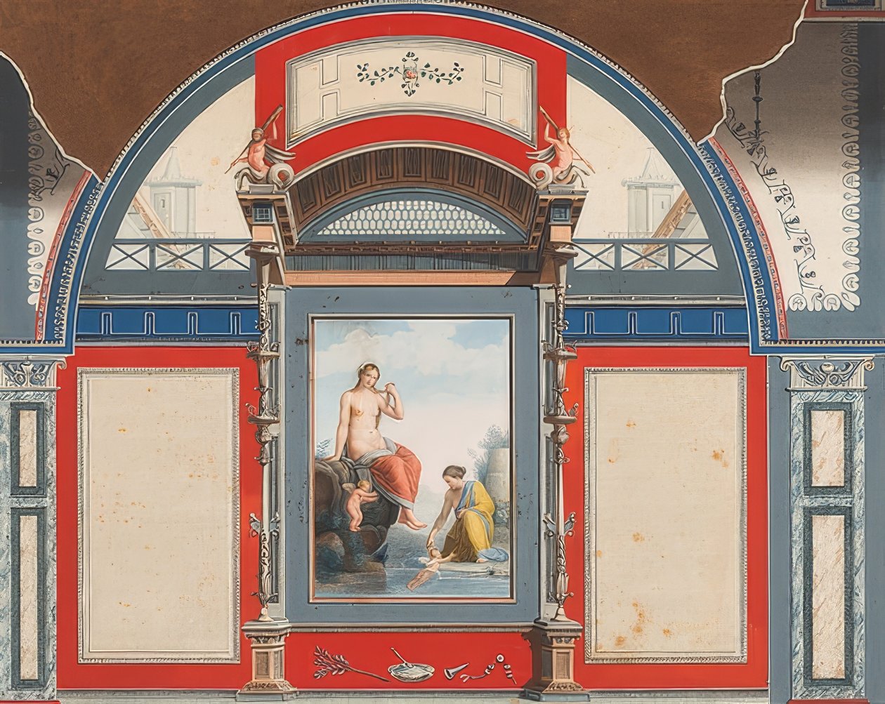 Wall Painting of a Roman House on the Grounds of Villa Negroni in Rome ...