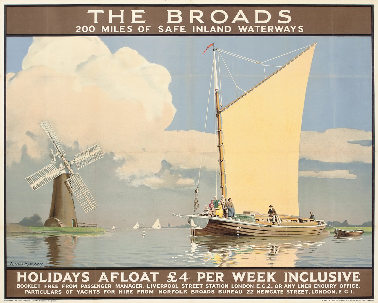 The Broads: Holidays Afloat, an advertising poster by Anton Van Anrooy