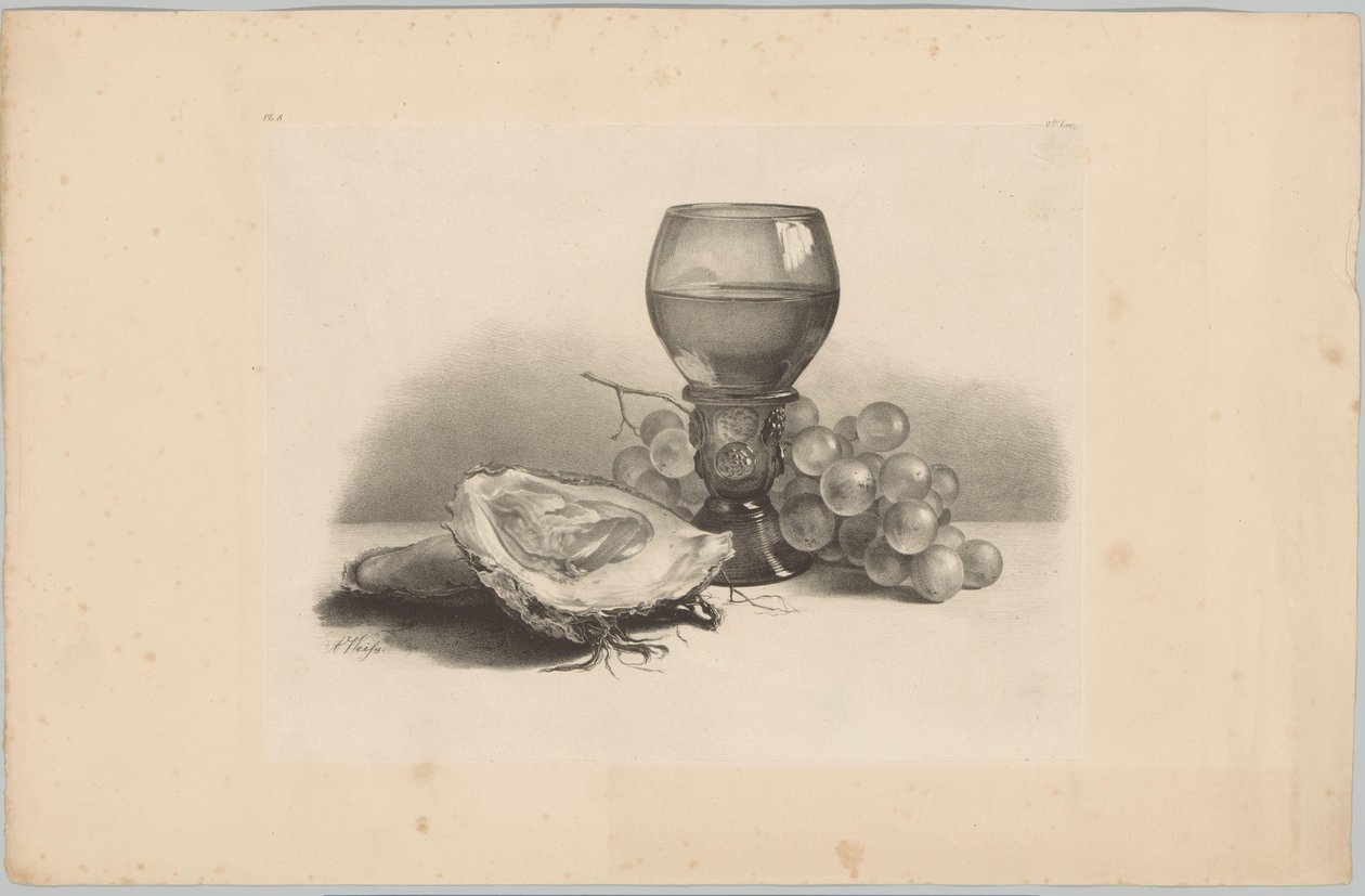 Still Life with Glass, Oysters, and Grapes (Flower and Fruit Studies, 3rd Issue) by Anton Weiss