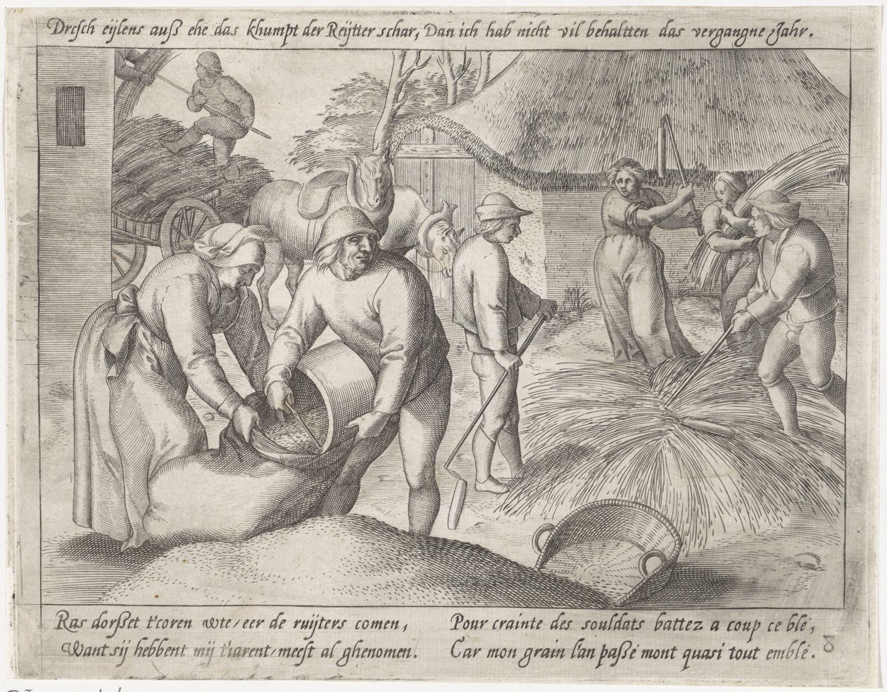 Threshing the Grain by Antonie Wierix (II) (possibly)