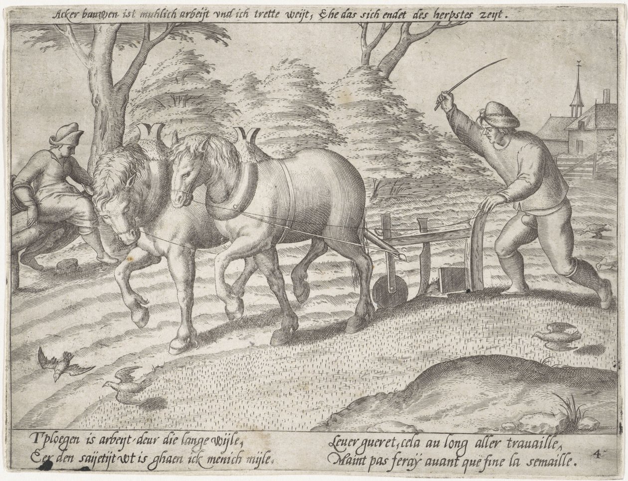 Plowing the Land by Antonie Wierix (II) (possibly)