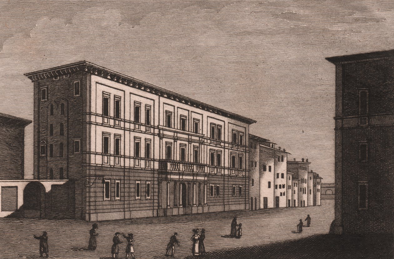 View of Episcopal Palace in Pistoia, Tuscany, Italy, copper engraving by Antonio Morghen by Antonio (1788 1853) Morghen