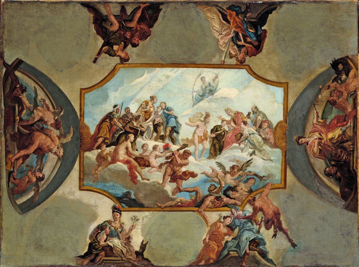 Reverence to Johann Wilhelm, Elector Palatine. Design for a Ceiling Painting for Bensberg Castle by Antonio Bellucci