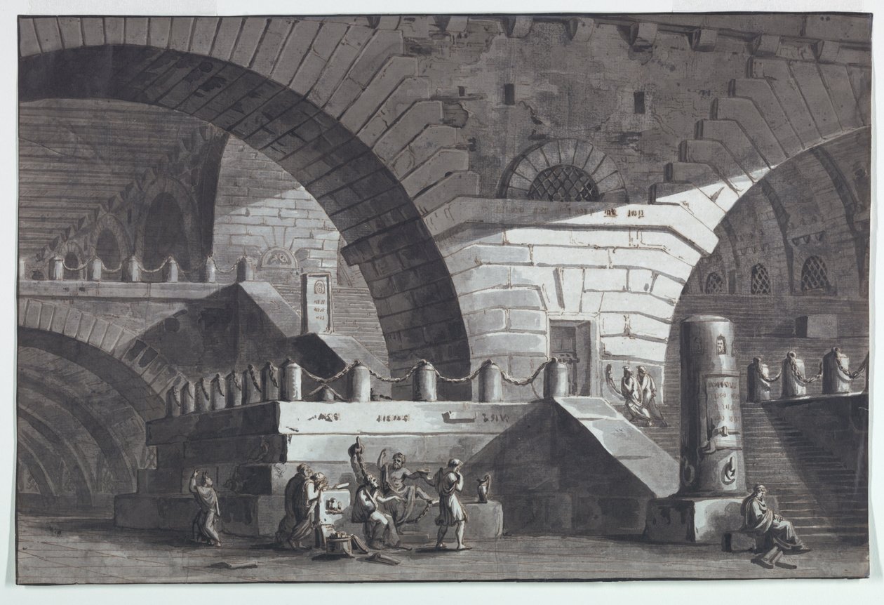Stage Design, Prison Interior with the Death of Socrates by Antonio Giuseppe Basoli