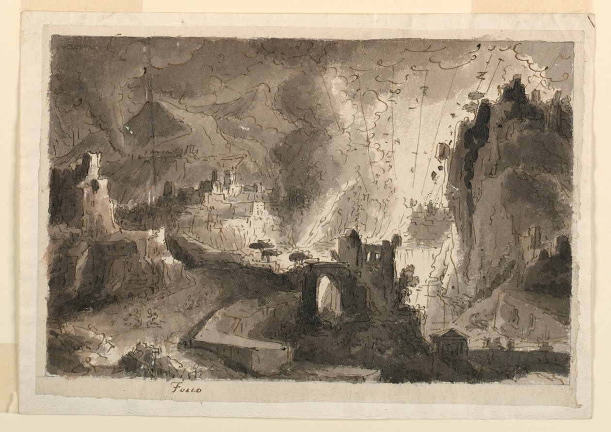 Stage Design, Town Burning by Antonio Giuseppe Basoli